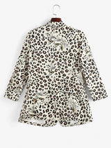 Leopard Padded Shoulder One Button Blazer - INS | Online Fashion Free Shipping Clothing, Dresses, Tops, Shoes