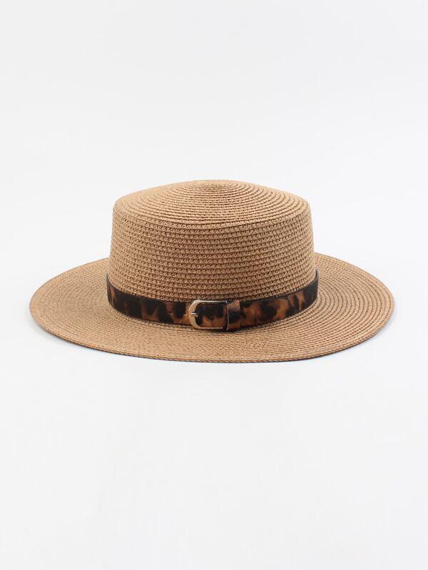 Leopard Pattern Band Decor Straw Hat - INS | Online Fashion Free Shipping Clothing, Dresses, Tops, Shoes