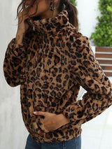 Leopard Pocket Fluffy Zip Up Jacket - Jackets - INS | Online Fashion Free Shipping Clothing, Dresses, Tops, Shoes - 02/05/2021 - Casual - Deep Coffee