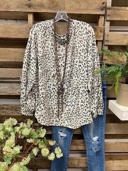 Leopard Print Round Hem Casual T-Shirt - INS | Online Fashion Free Shipping Clothing, Dresses, Tops, Shoes