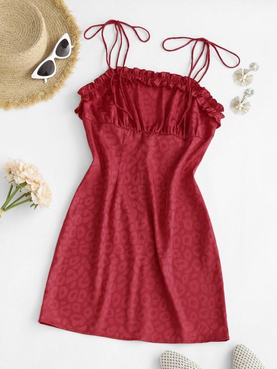 Leopard Tie Shoulder Lettuce Trim Bodycon Dress - INS | Online Fashion Free Shipping Clothing, Dresses, Tops, Shoes