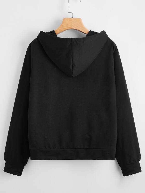 Letter Graphic Kangaroo Pocket Drawstring Hoodie - INS | Online Fashion Free Shipping Clothing, Dresses, Tops, Shoes