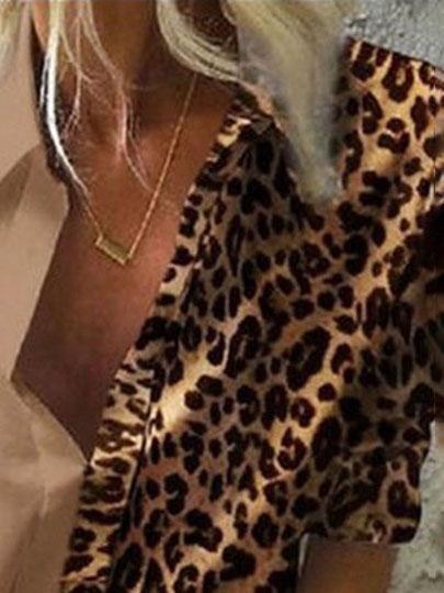 Long Sleeve Color Block Leopard Print Loose Shirt - Blouses - INS | Online Fashion Free Shipping Clothing, Dresses, Tops, Shoes - 20-30 - 30/06/2021 - BLO2106301135