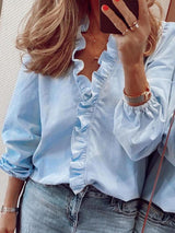 Long-sleeved Charming Ruffled Blouse - Blouses - INS | Online Fashion Free Shipping Clothing, Dresses, Tops, Shoes - 14/05/2021 - 140521 - Category_Blouses