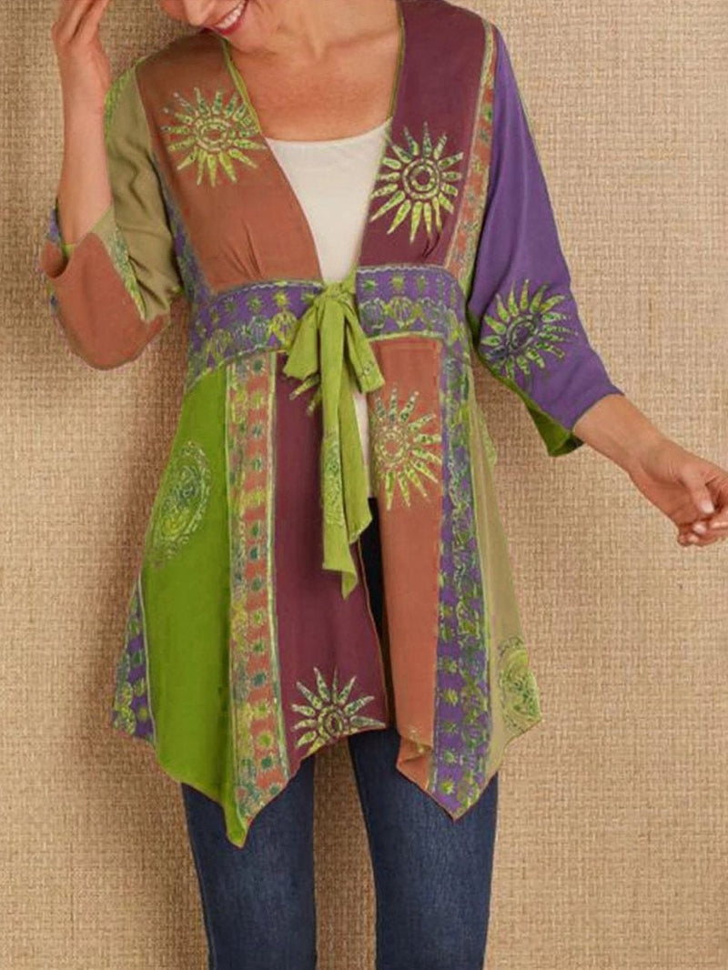 Long-sleeved tie-waist ethnic jacket - Cardigan - INS | Online Fashion Free Shipping Clothing, Dresses, Tops, Shoes - 07/07/2021 - 30-40 - CAR2107071114