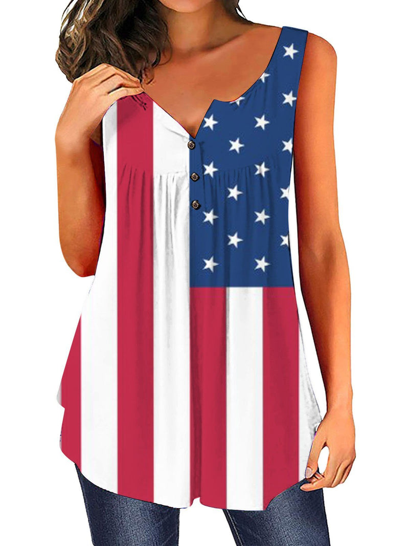 Loose Casual Multicolor Sleeveless V-neck Tank Top - Tanks - INS | Online Fashion Free Shipping Clothing, Dresses, Tops, Shoes - 01/06/2021 - Category_Tanks - Color_Blue