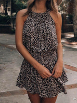 Loose-fitting Leopard Print Halter Dress - Mini Dresses - INS | Online Fashion Free Shipping Clothing, Dresses, Tops, Shoes - 09/06/2021 - Color_Black - DRE2106090264