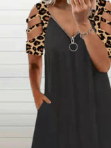 Loose Off-the-shoulder Short-sleeved Dress - Midi Dresses - INS | Online Fashion Free Shipping Clothing, Dresses, Tops, Shoes - 09/06/2021 - Color_Blue - Color_Brown