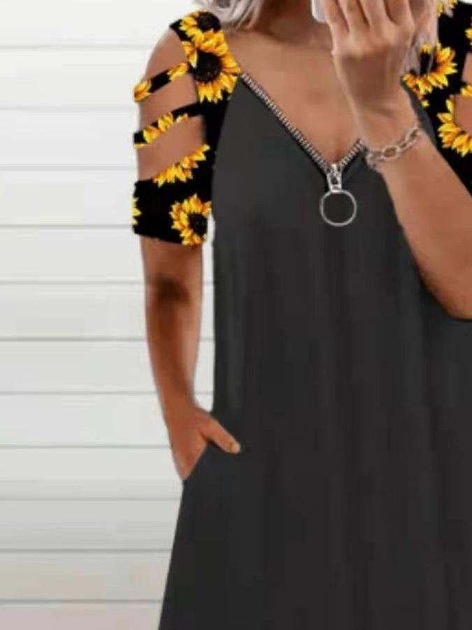 Loose Off-the-shoulder Short-sleeved Dress - Midi Dresses - INS | Online Fashion Free Shipping Clothing, Dresses, Tops, Shoes - 09/06/2021 - Color_Blue - Color_Brown