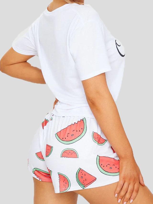 Loose Printed Short Sleeve T-Shirt Shorts Loungewear - Loungewear - INS | Online Fashion Free Shipping Clothing, Dresses, Tops, Shoes - 14/07/2021 - 20-30 - Category_Loungewear
