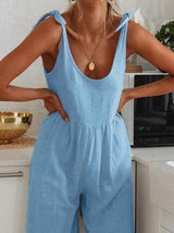 Loose Round Neck Sleeveless Belted Jumpsuit - Jumpsuits & Rompers - INS | Online Fashion Free Shipping Clothing, Dresses, Tops, Shoes - 06/07/2021 - 20-30 - Bottom