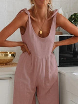 Loose Round Neck Sleeveless Belted Jumpsuit - Jumpsuits & Rompers - INS | Online Fashion Free Shipping Clothing, Dresses, Tops, Shoes - 06/07/2021 - 20-30 - Bottom