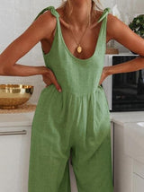 Loose Round Neck Sleeveless Belted Jumpsuit - Jumpsuits & Rompers - INS | Online Fashion Free Shipping Clothing, Dresses, Tops, Shoes - 06/07/2021 - 20-30 - Bottom