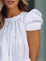 Loose Short Sleeve Round Neck Ruffles Blouses - Blouses - INS | Online Fashion Free Shipping Clothing, Dresses, Tops, Shoes - 15/07/2021 - 30-40 - BLO2107161196