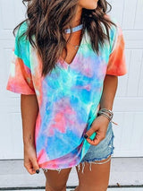 Loose Short Sleeve V-Neck Printed T-Shirt - T-Shirts - INS | Online Fashion Free Shipping Clothing, Dresses, Tops, Shoes - 10-20 - 22/06/2021 - Category_T-Shirts