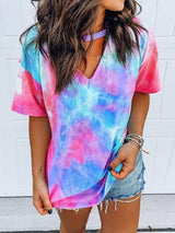 Loose Short Sleeve V-Neck Printed T-Shirt - T-Shirts - INS | Online Fashion Free Shipping Clothing, Dresses, Tops, Shoes - 10-20 - 22/06/2021 - Category_T-Shirts