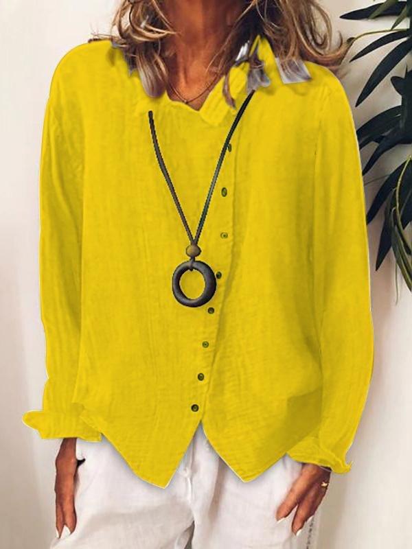 Loose Solid Buttons Long Sleeves Blouses - Blouses - INS | Online Fashion Free Shipping Clothing, Dresses, Tops, Shoes - 02/07/2021 - 10-20 - BLO2107021146