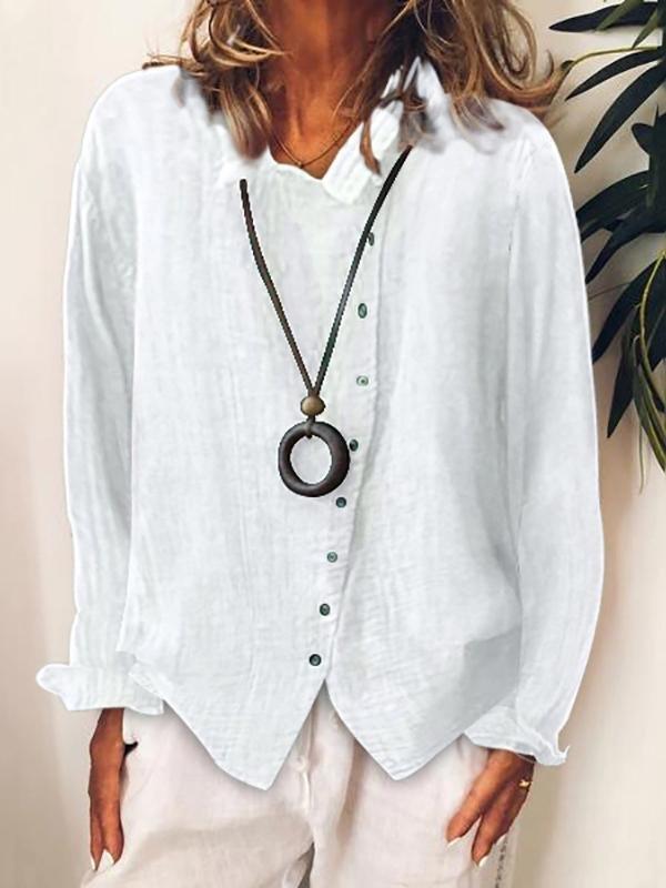 Loose Solid Buttons Long Sleeves Blouses - Blouses - INS | Online Fashion Free Shipping Clothing, Dresses, Tops, Shoes - 02/07/2021 - 10-20 - BLO2107021146