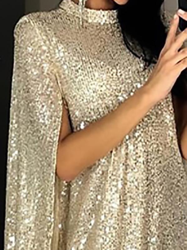 Loose Stand-up Collar Sequin Party Evening Dress - Mini Dresses - INS | Online Fashion Free Shipping Clothing, Dresses, Tops, Shoes - 20/07/2021 - 40-50 - color-gold