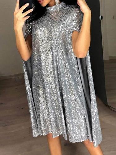 Loose Stand-up Collar Sequin Party Evening Dress - Mini Dresses - INS | Online Fashion Free Shipping Clothing, Dresses, Tops, Shoes - 20/07/2021 - 40-50 - color-gold