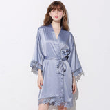 Luxurious Lace Spa Collection Plush Silk Robe - Robes - INS | Online Fashion Free Shipping Clothing, Dresses, Tops, Shoes - 03/03/2021 - Blue - Color_Blue