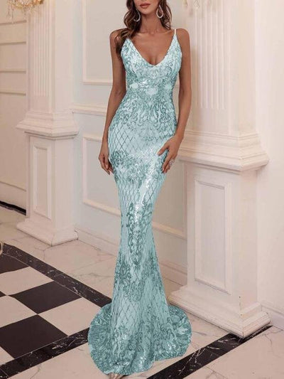 Mermaid Hem Backless Sequin Prom Dress - Dresses - INS | Online Fashion Free Shipping Clothing, Dresses, Tops, Shoes - 01/27/2021 - Blue - Bodycon Dresses