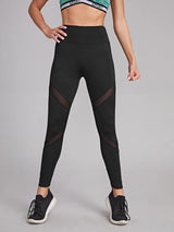 Mesh Panel Wide Waistband Sports Leggings - Activewear - INS | Online Fashion Free Shipping Clothing, Dresses, Tops, Shoes - 02/18/2021 - Activewear - Autumn