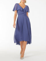 Midi Flutter Sleeve Chiffon Bridesmaid Midi Dress - Midi Dresses - INS | Online Fashion Free Shipping Clothing, Dresses, Tops, Shoes - 14/04/2021 - Color_Blue - Colour_Gray Blue