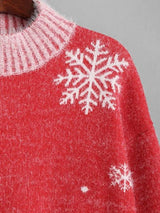 Mock Neck Christmas Snowflake Tree Fuzzy Sweater - INS | Online Fashion Free Shipping Clothing, Dresses, Tops, Shoes