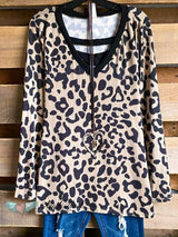MODERN MOVES TOP - MOCHA/LEOPARD - INS | Online Fashion Free Shipping Clothing, Dresses, Tops, Shoes