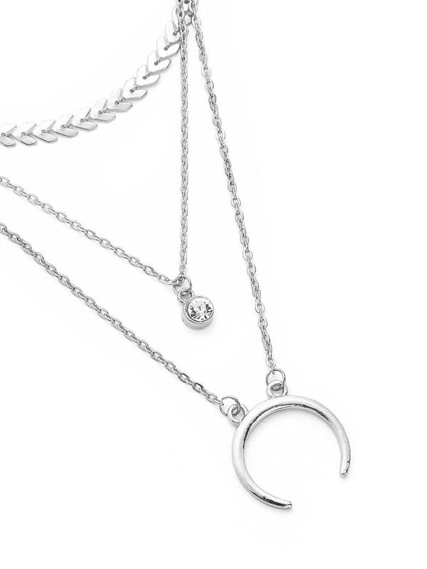 Moon Pendant Layered Chain Necklace - INS | Online Fashion Free Shipping Clothing, Dresses, Tops, Shoes