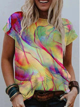 Multicolor Printed Round Neck Short Sleeve T-Shirt - T-Shirts - INS | Online Fashion Free Shipping Clothing, Dresses, Tops, Shoes - 09/07/2021 - 10-20 - Category_T-Shirts