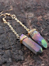 Multicolor Quartz Stone Pendant Earrings - INS | Online Fashion Free Shipping Clothing, Dresses, Tops, Shoes