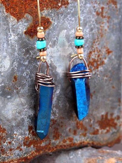 Multicolor Quartz Stone Pendant Earrings - INS | Online Fashion Free Shipping Clothing, Dresses, Tops, Shoes