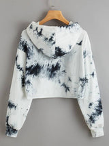 New York Graphic Tie-Dye Cropped Hoodie - INS | Online Fashion Free Shipping Clothing, Dresses, Tops, Shoes