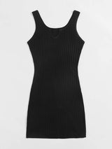 Notch Neck Rib-knit Sweater Dress - INS | Online Fashion Free Shipping Clothing, Dresses, Tops, Shoes