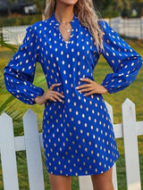 Notched Neck Gold Polka Dotted Tunic Dress Without Belt - Dresses - INS | Online Fashion Free Shipping Clothing, Dresses, Tops, Shoes - 01/28/2021 - Black - Blue