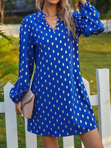 Notched Neck Gold Polka Dotted Tunic Dress Without Belt - Dresses - INS | Online Fashion Free Shipping Clothing, Dresses, Tops, Shoes - 01/28/2021 - Black - Blue