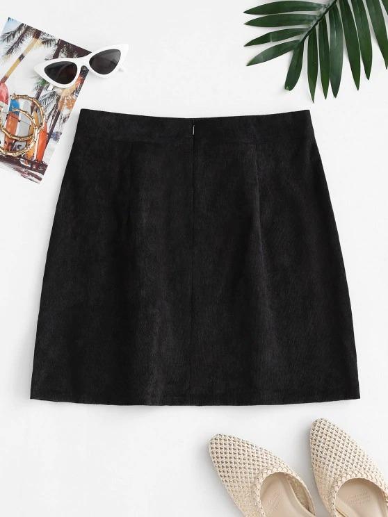 Notched Zipper Front Corduroy Mini Skirt - INS | Online Fashion Free Shipping Clothing, Dresses, Tops, Shoes