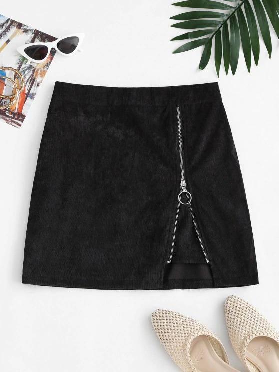 Notched Zipper Front Corduroy Mini Skirt - INS | Online Fashion Free Shipping Clothing, Dresses, Tops, Shoes