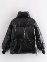 Number Patched Zip Up Puffer Jacket - INS | Online Fashion Free Shipping Clothing, Dresses, Tops, Shoes