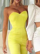 Off Shoulder Bowknot Design Jumpsuit - Jumpsuits & Rompers - INS | Online Fashion Free Shipping Clothing, Dresses, Tops, Shoes - 30/04/2021 - Color_Yellow - JUM210430057