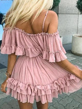 Off The Shoulder Short Sleeve Suspender Casual Dress - Mini Dresses - INS | Online Fashion Free Shipping Clothing, Dresses, Tops, Shoes - 15/07/2021 - 20-30 - Category_Mini Dresses