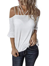 Off-the-shoulder Short-sleeved Blouse - Blouses - INS | Online Fashion Free Shipping Clothing, Dresses, Tops, Shoes - 14/05/2021 - 140521 - Category_Blouses