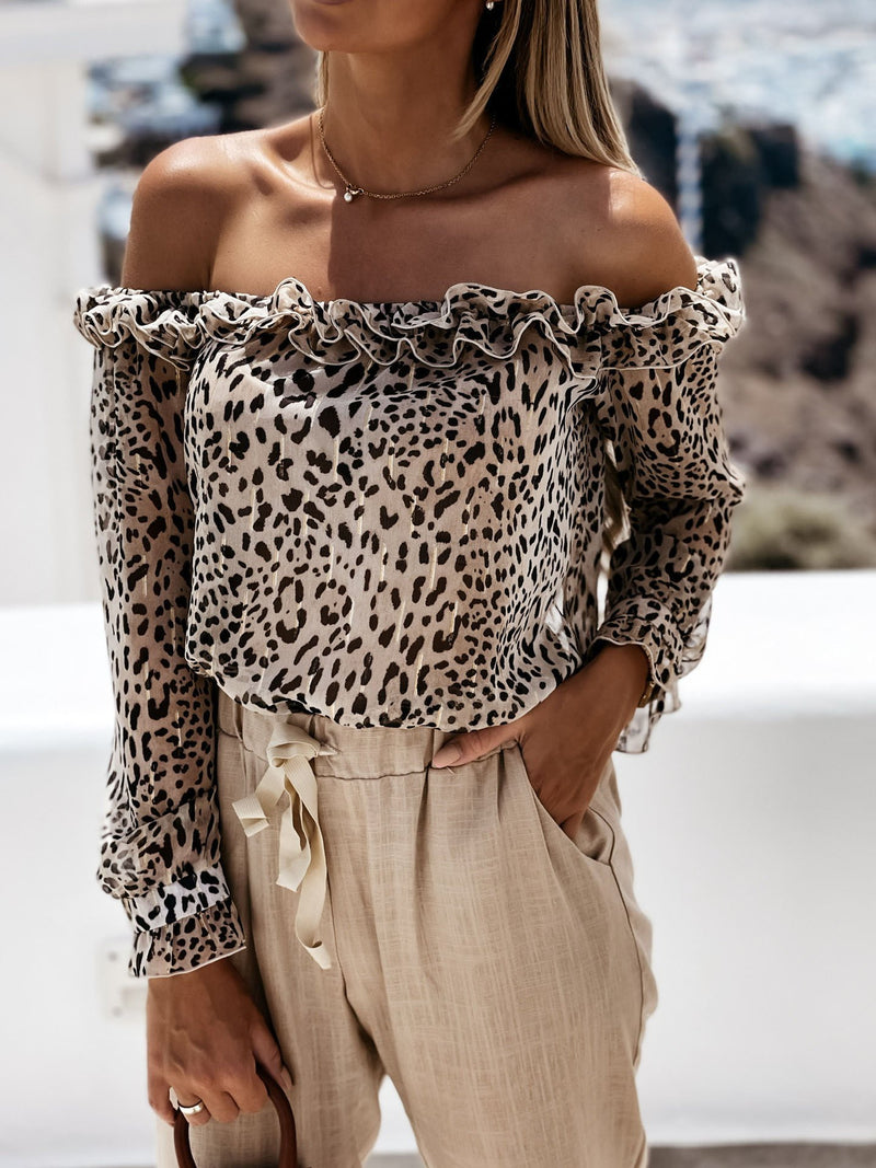 One-neck Cutout Leopard Print Casual Shirt - Blouses - INS | Online Fashion Free Shipping Clothing, Dresses, Tops, Shoes - 20-30 - 23/07/2021 - BLO2107231255