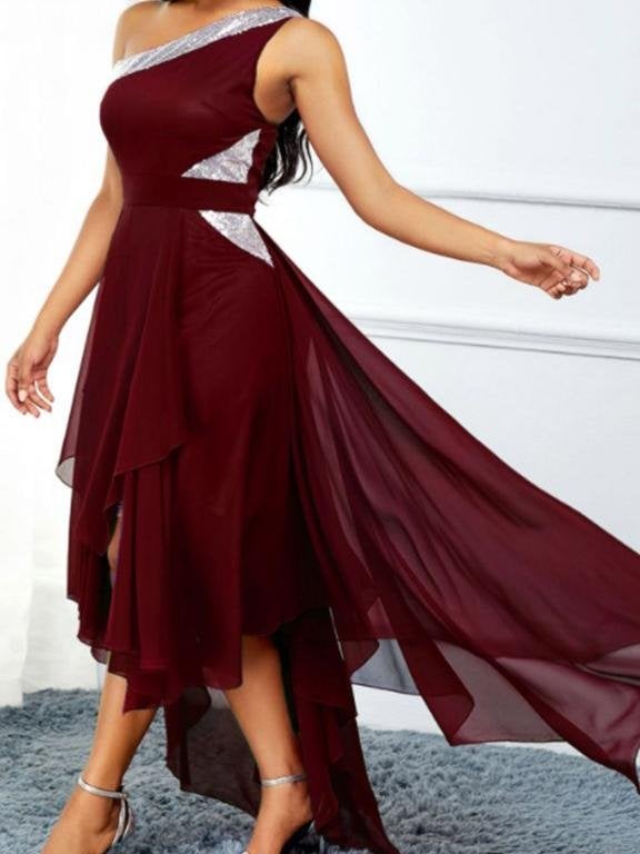 One-shoulder Asymmetrical Hem Slim Dress - Midi Dresses - INS | Online Fashion Free Shipping Clothing, Dresses, Tops, Shoes - 09/06/2021 - Category_Midi Dresses - Color_Black