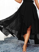 One-shoulder Asymmetrical Hem Slim Dress - Midi Dresses - INS | Online Fashion Free Shipping Clothing, Dresses, Tops, Shoes - 09/06/2021 - Category_Midi Dresses - Color_Black