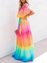 One Shoulder Contrasting Color Maxi Dress - Maxi Dresses - INS | Online Fashion Free Shipping Clothing, Dresses, Tops, Shoes - 05/06/2021 - Color_Purple - DRE2106050115