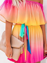 One Shoulder Multicolor Mini Dress - Mini Dresses - INS | Online Fashion Free Shipping Clothing, Dresses, Tops, Shoes - 07/06/2021 - Color_Pink - DRE2106070175