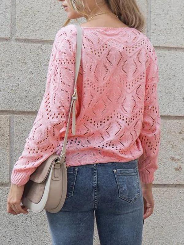 Open-knit Drop Shoulder Sweater - Sweaters - INS | Online Fashion Free Shipping Clothing, Dresses, Tops, Shoes - 02/08/2021 - Autumn - Casual
